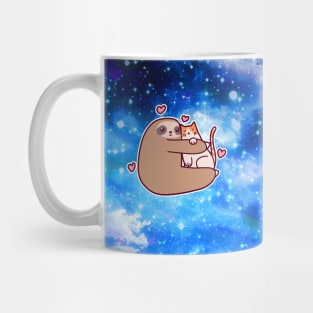 Sloth Loves Cat Night Sky Mug